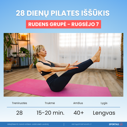28 Dienų Pilates Iššūkis 40+ Amžiaus Žmonėms | Rugsėjo 7 d.