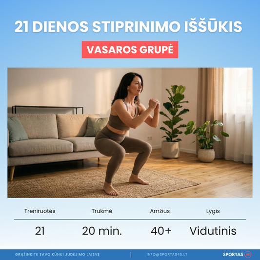 21 Dienos Kūno Stiprinimo Iššūkis 40+ | Vasaros grupė